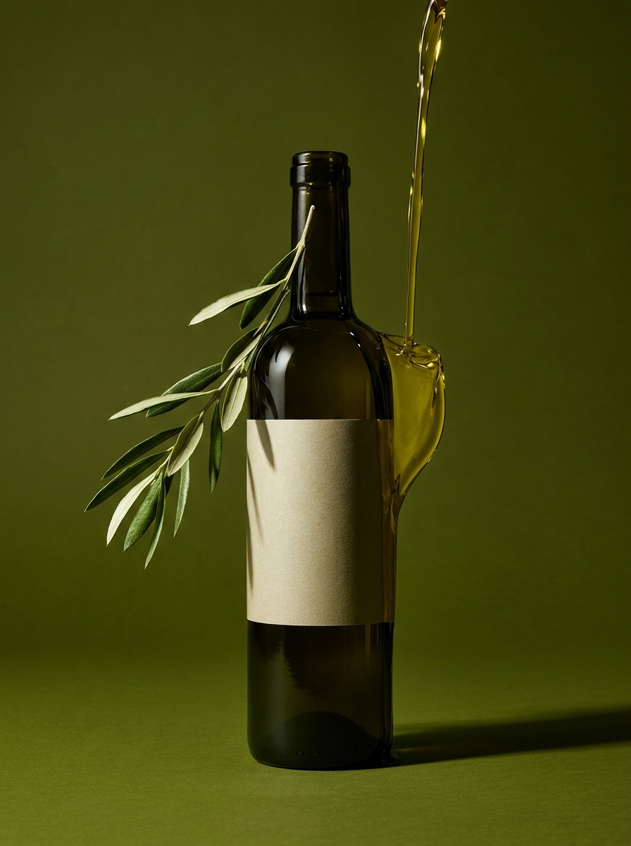 Olive oil bottle label designed with Felora