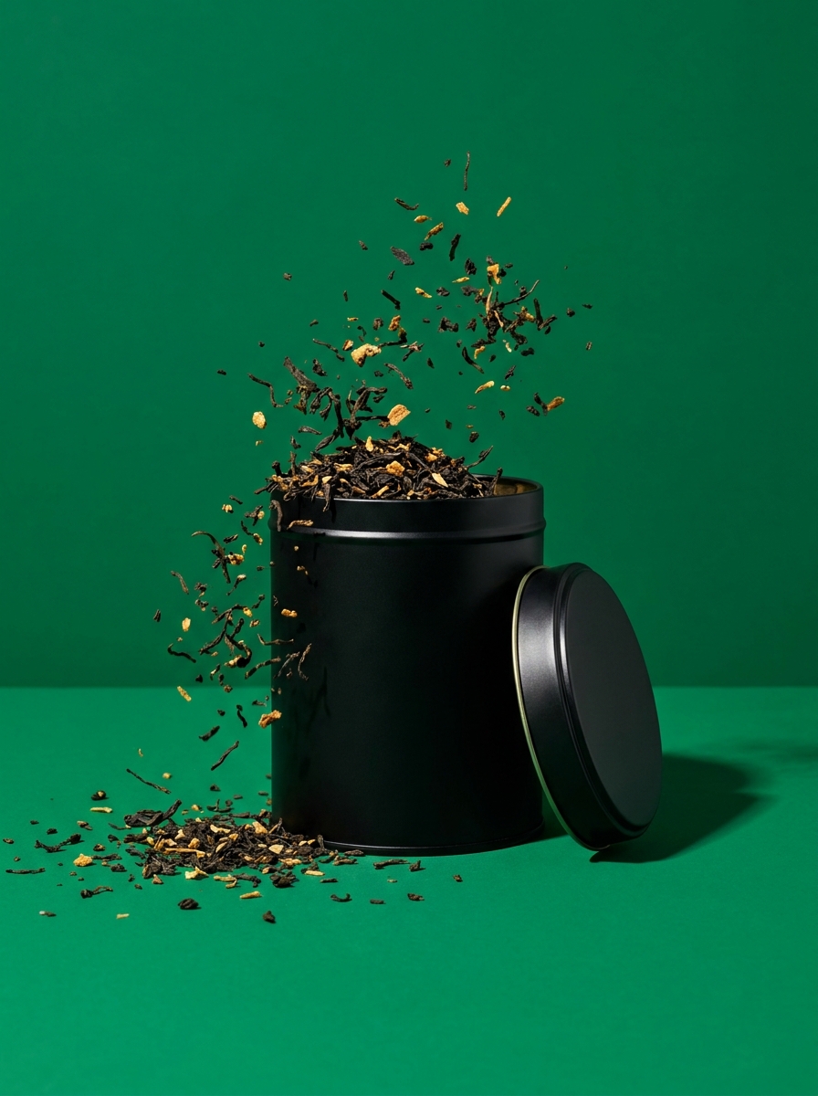 Branded tea tin designed with Felora